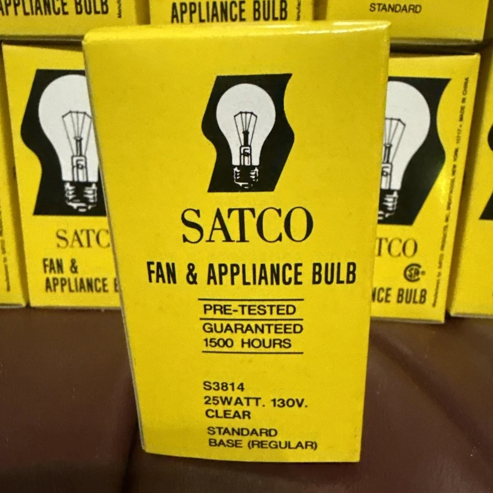 Lot Of(12) SATCO Fan Appliance Light Bulb S3814 Clear 25 Watt 130v Standard Base